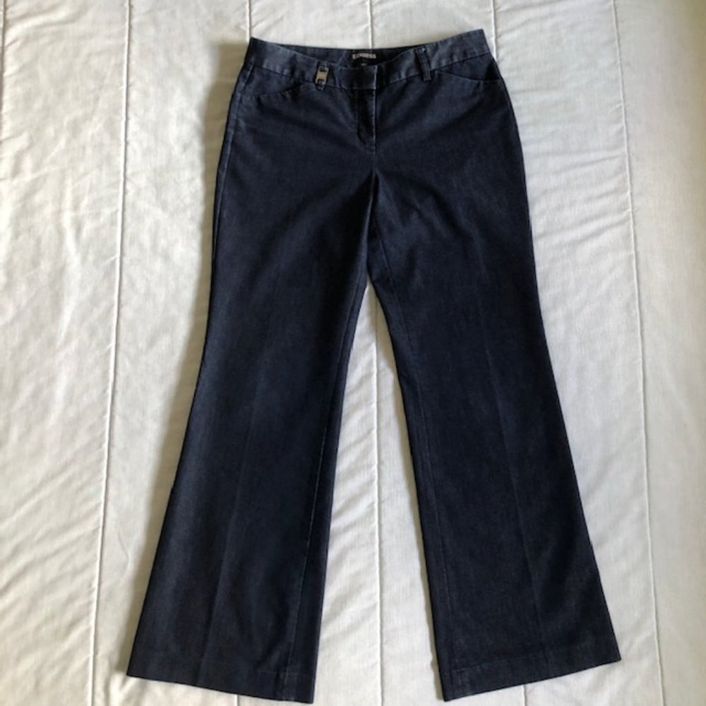 Express Editor Wide Leg Dark Indigo Wash Trouser Jeans 8 R